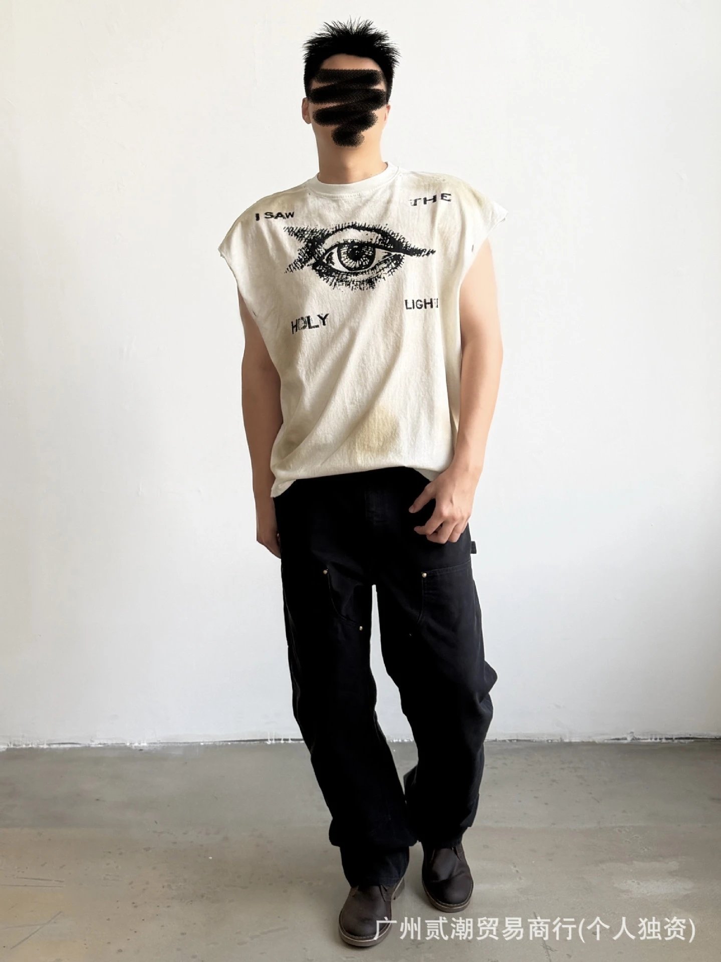 Design Westside Ride Tonight Distressed Sleeveless T-Shirt Black Vest Top - 6