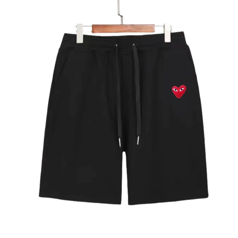 Comme des Garçons Play Heart Embroidered Black Sweat Shorts - 8