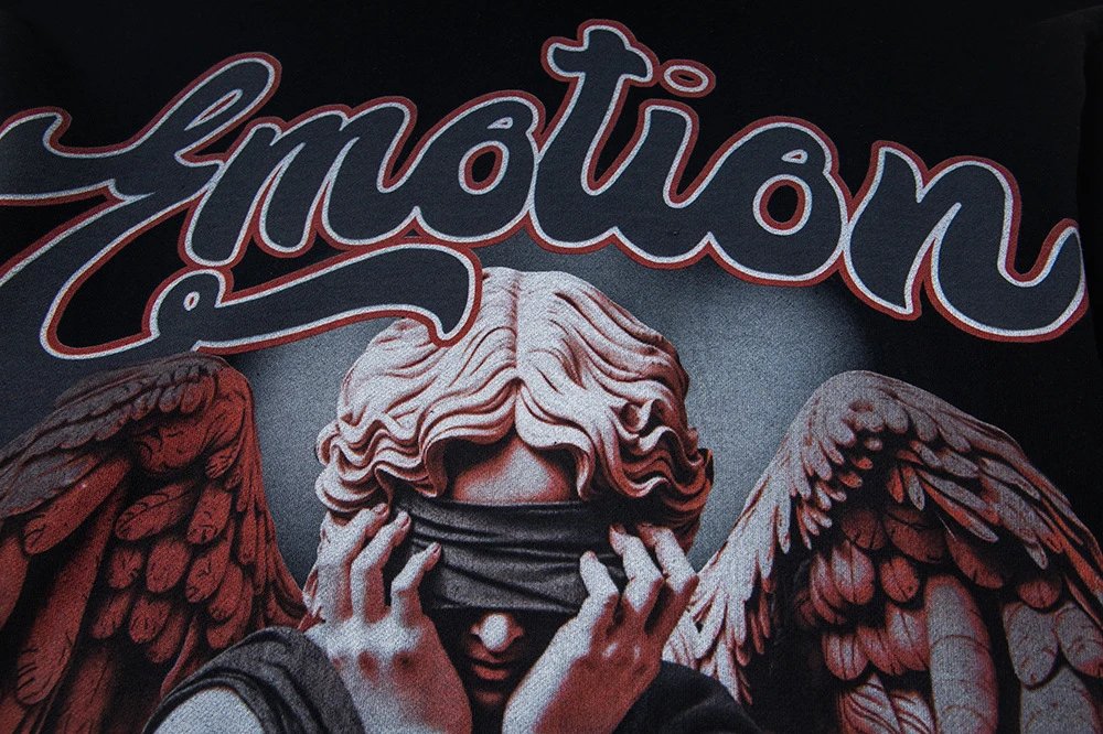 Design Mixed Emotion Emotion Graphic Hoodie Black Hoodie - 24