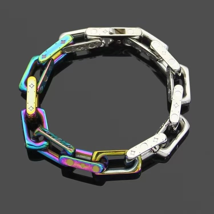 Design Chain Link Bracelet Black Multicolor Jewelry - 9