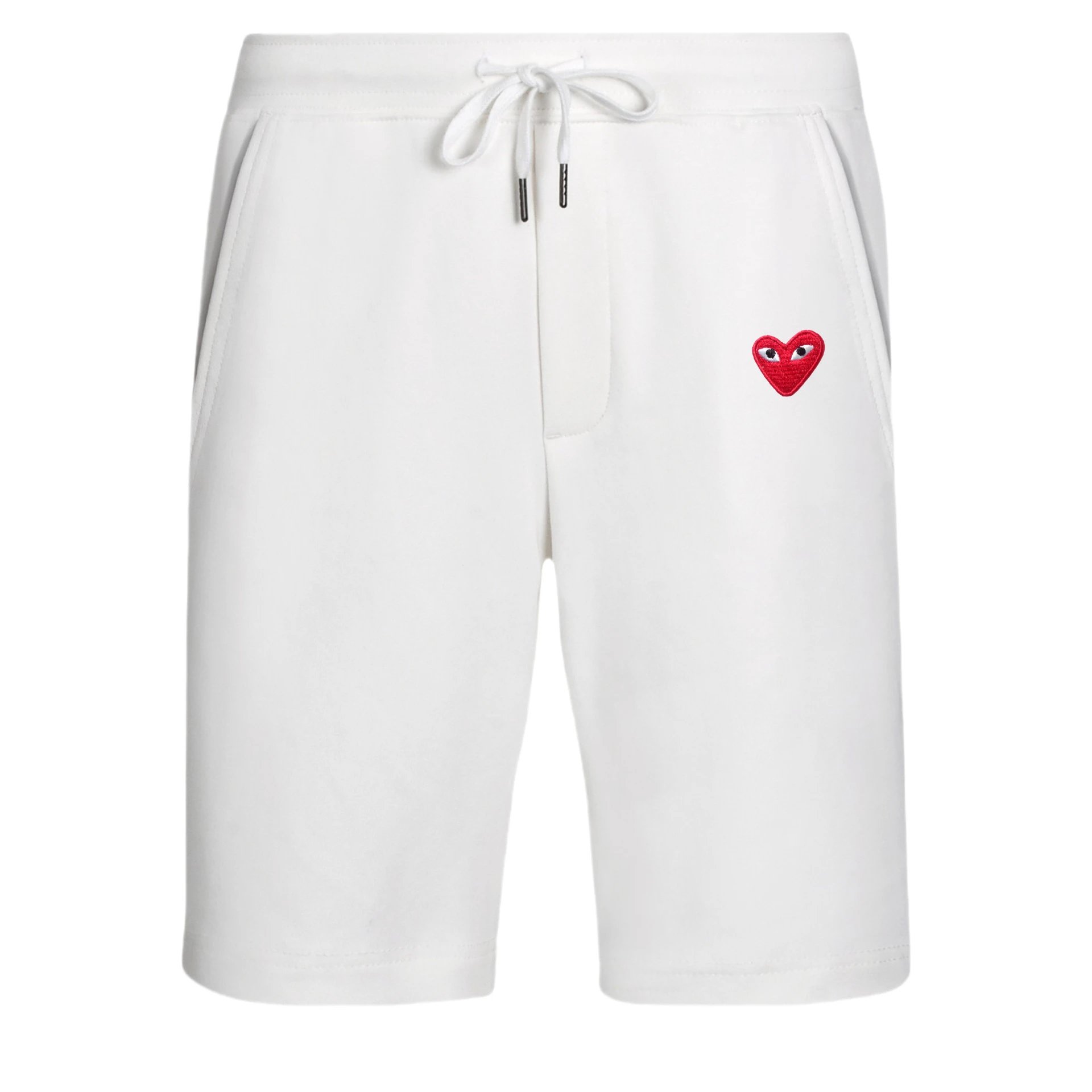 Comme des Garçons Play Heart Embroidered Black Sweat Shorts - 12