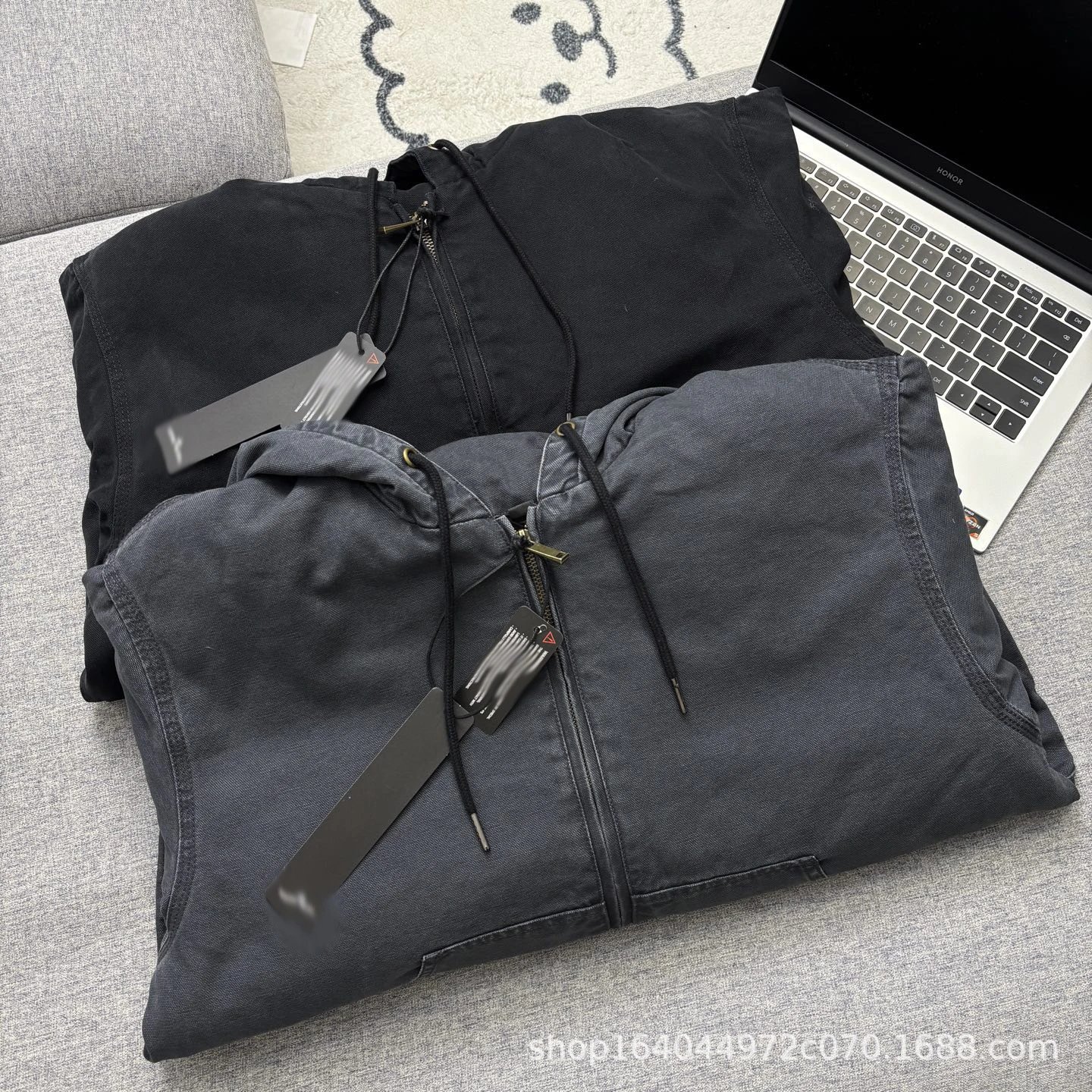 Stone Island Hooded Bomber Jacket Dark Gray Outerwear - 9