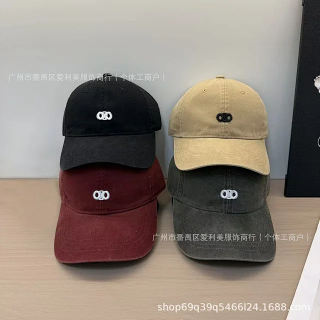 Unbranded Hats Washed cotton baseball cap with embroidered linked-circle motif product detail image 1