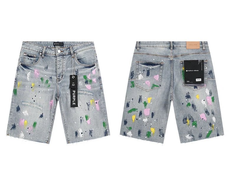 Amiri Logo Patch Distressed Denim Shorts Blue - 13