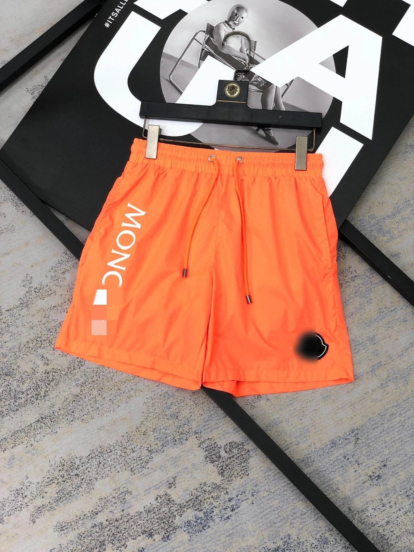 Moncler Shorts M241 drawstring logo — M241 Orange-Red