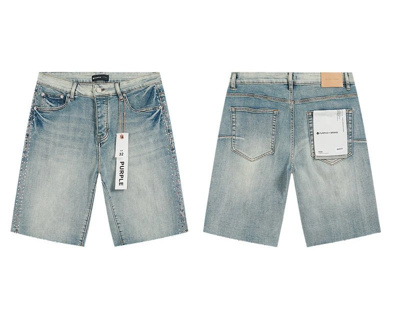 Amiri Logo Patch Distressed Denim Shorts Blue - 17
