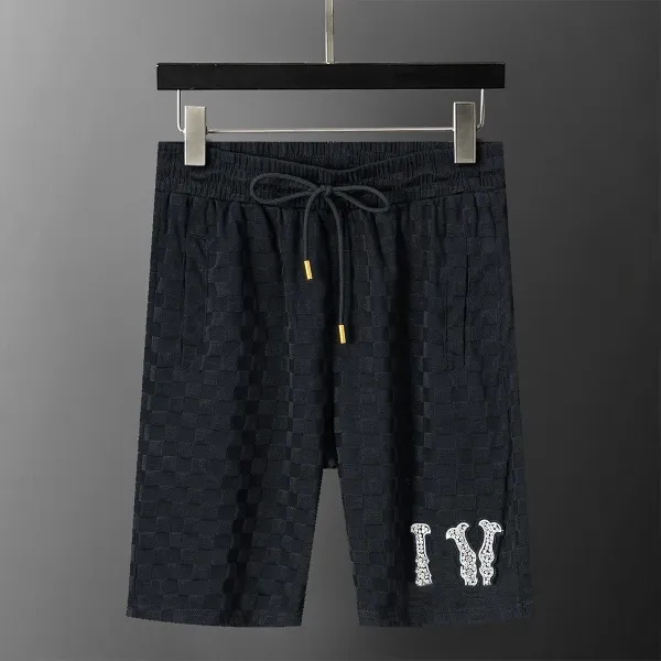 Design Woven Check Shorts Black with Embellished Logo - 1