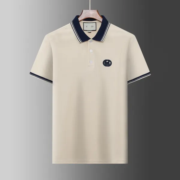 Gucci Interlocking G Polo Beige Navy Trim Polo Polo Shirt - 1