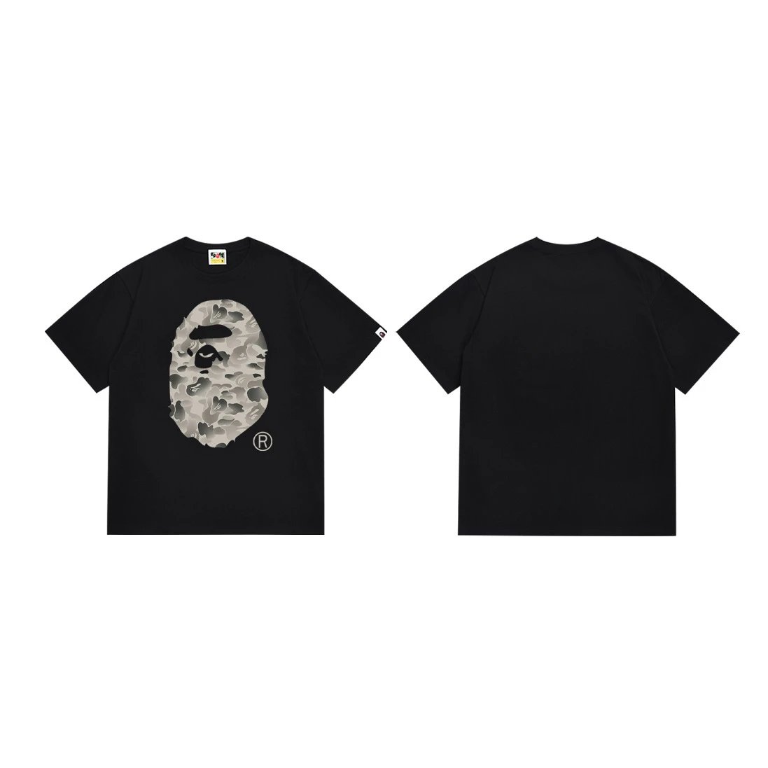 A Bathing Ape Paint Splatter Ape Head Black T-Shirt - 25