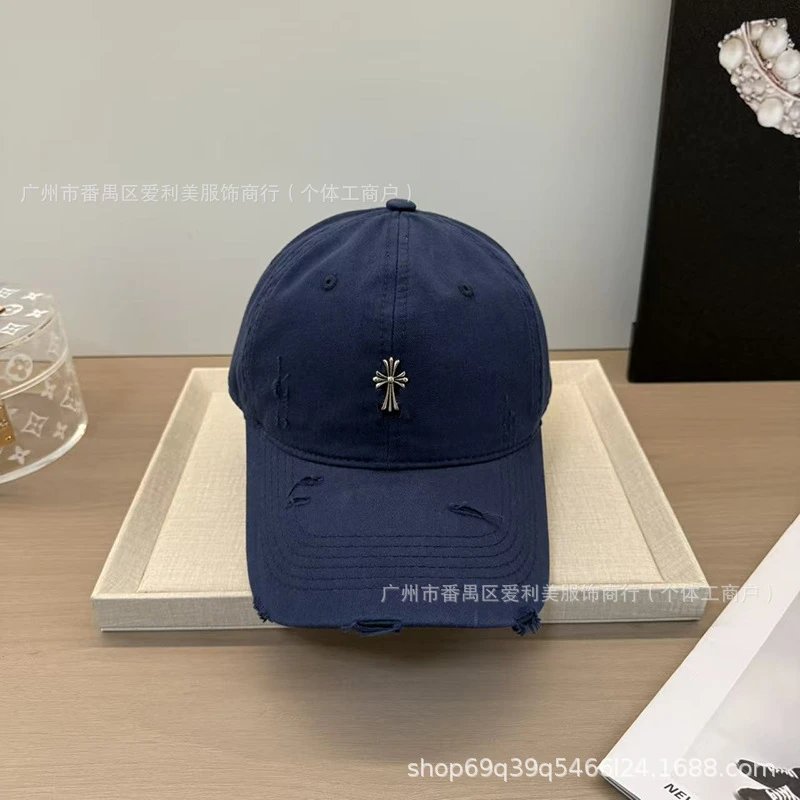 Chrome Hearts Distressed Cross Embroidered Baseball Cap Gray - 10