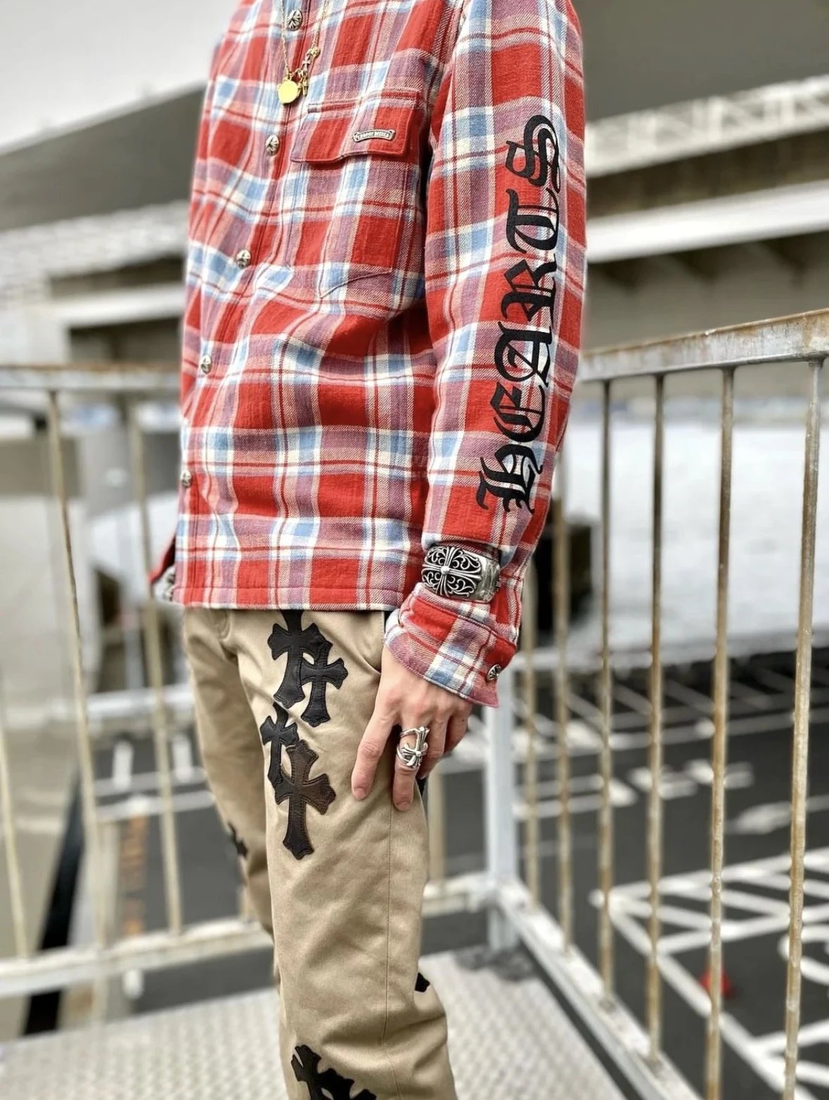 Supreme Plaid Shirt Orange Blue Multicolor Shirt - 17
