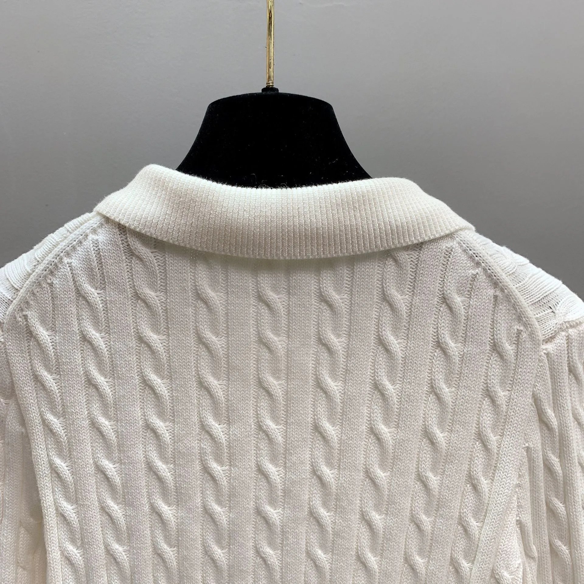 Polo Ralph Lauren Cable Knit Collar Cardigan White - 5