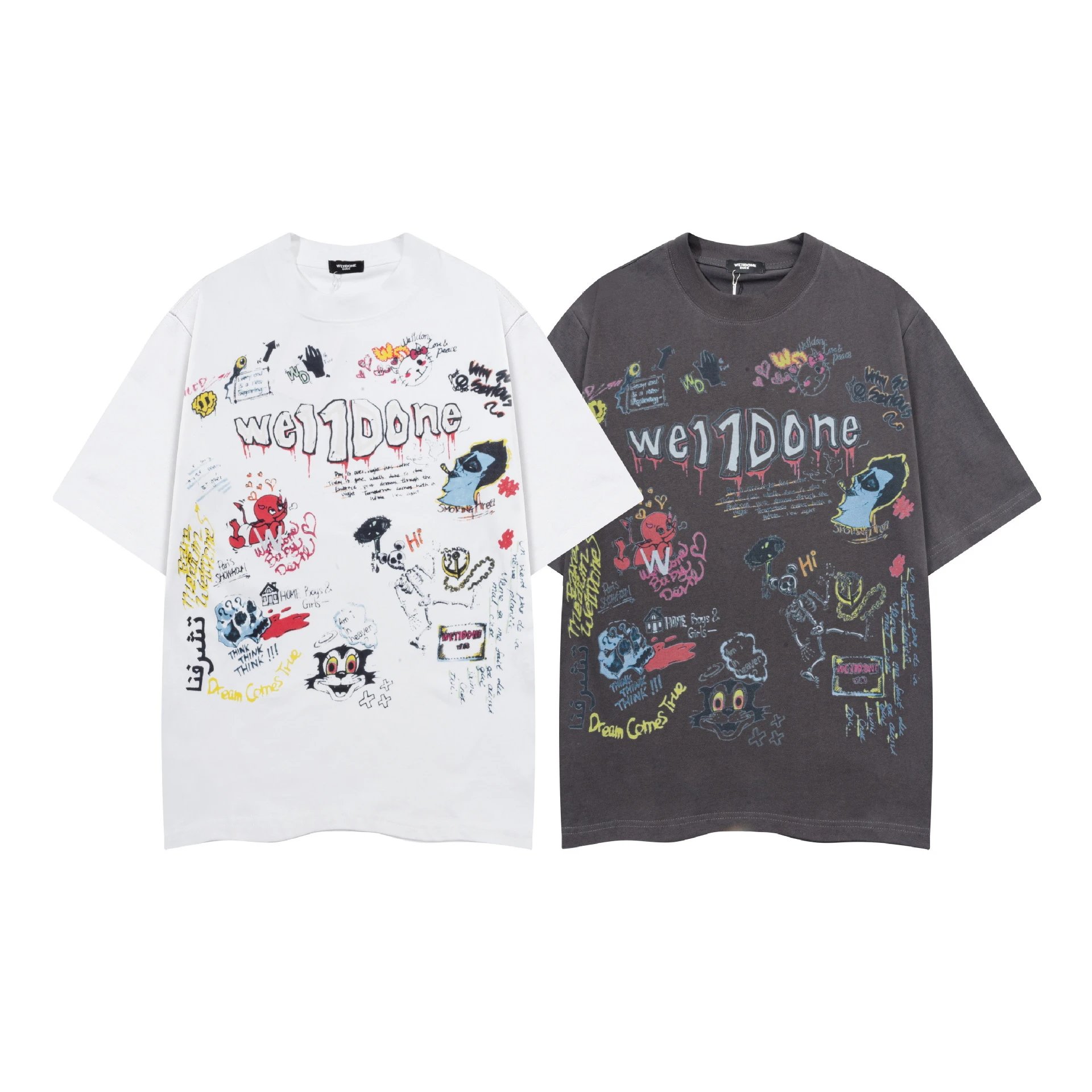 Design Wetdone Distorted Logo Black Oversized T-Shirt T-Shirts - 7