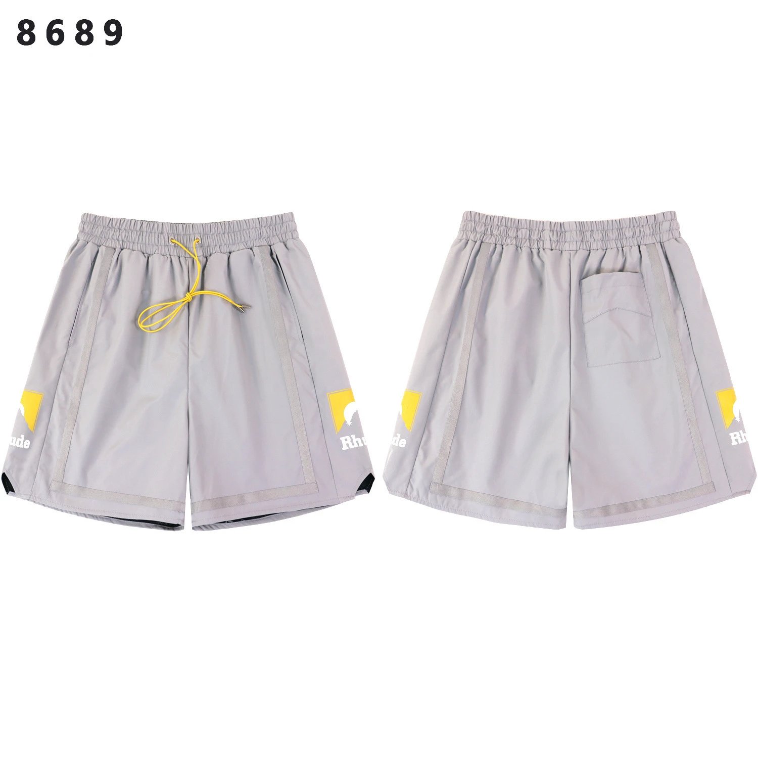 Rhude Sport Shorts Army Green with Yellow Logo - 5