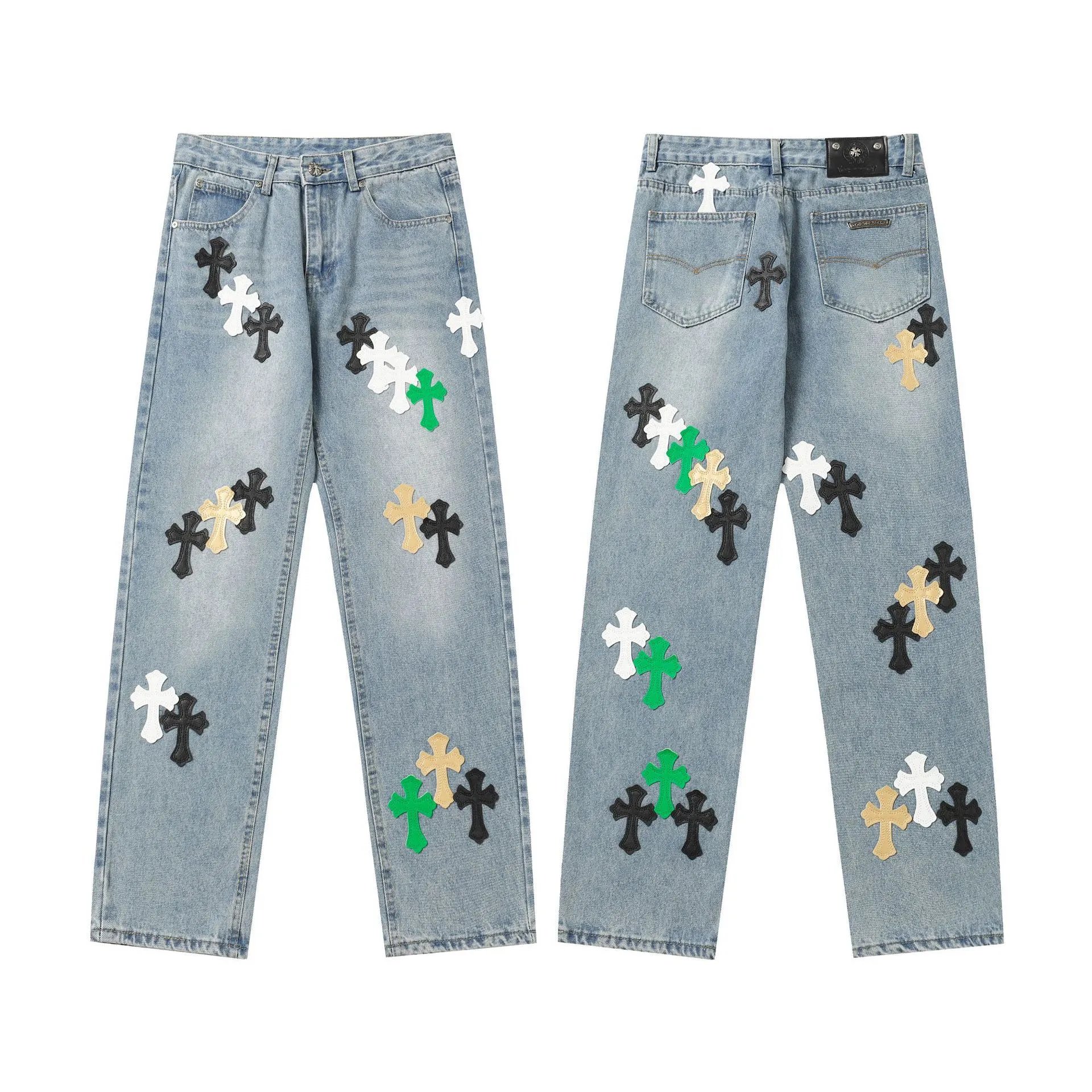 Chrome Hearts Cross Patch Straight Fit Jeans Multicolor - 1