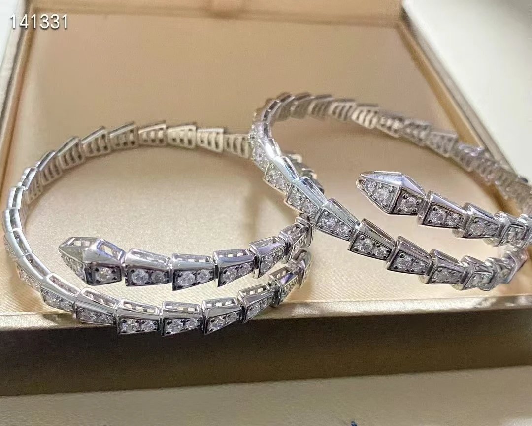 Bvlgari Serpenti Viper Diamond Bracelet Silver Jewelry - 12