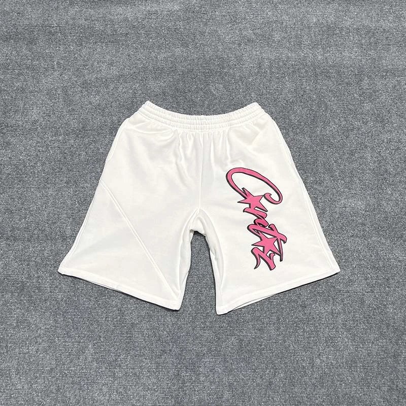 Design Script Logo White Shorts - 1