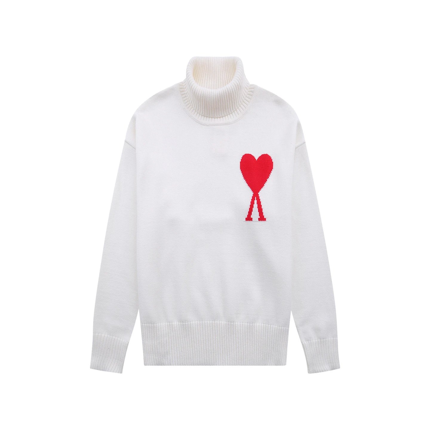 Ami Paris Heart Logo Turtleneck Sweater Forest Green - 25