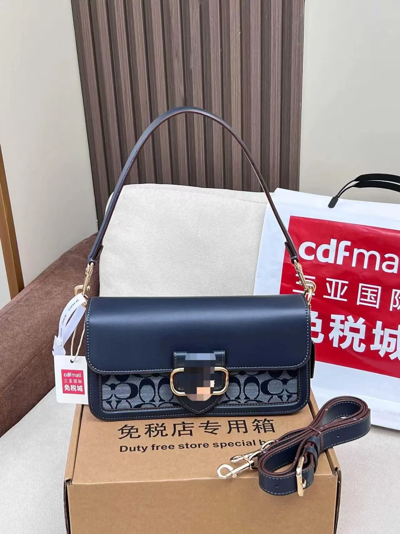 Celine Triomphe Canvas Shoulder Bag Beige and Burgundy - 7