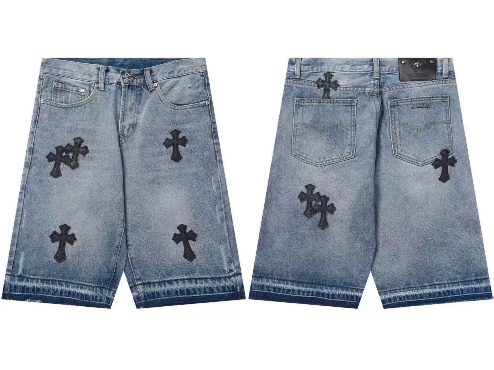 Chrome Hearts Cross Patch Denim Shorts Black - 4