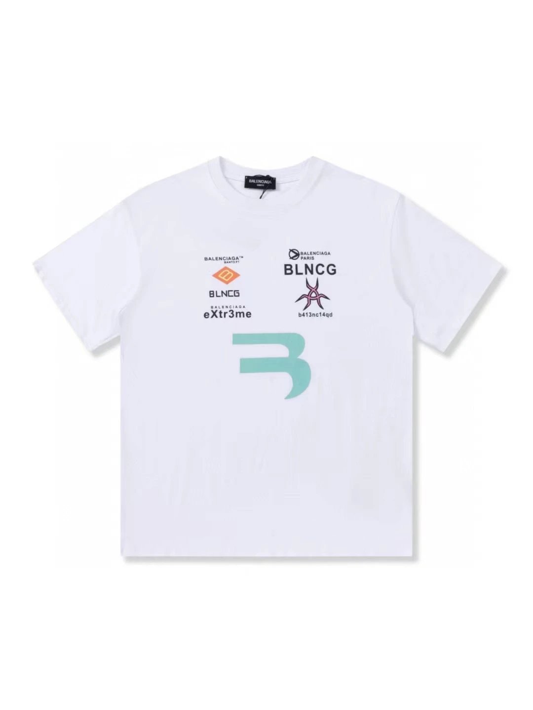 Balenciaga T-Shirts Logo Print Crew Neck — B 0004 white