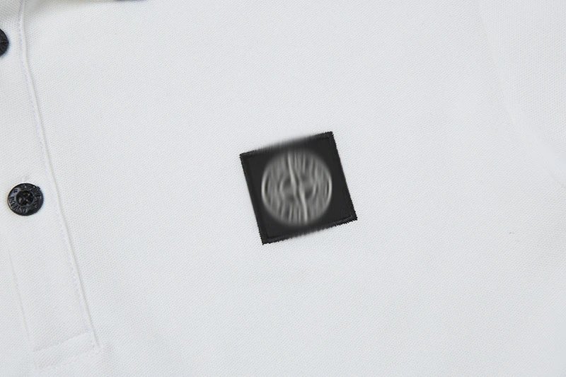 Design Long Sleeve Polo Navy with White Trim and Minimalist Patch Tops Polo - 13