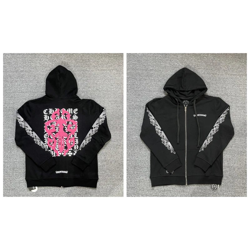 Chrome Hearts Hoodies & Sweatshirts Graphic Full-Zip Hooded Sweatshirt — 5016 black