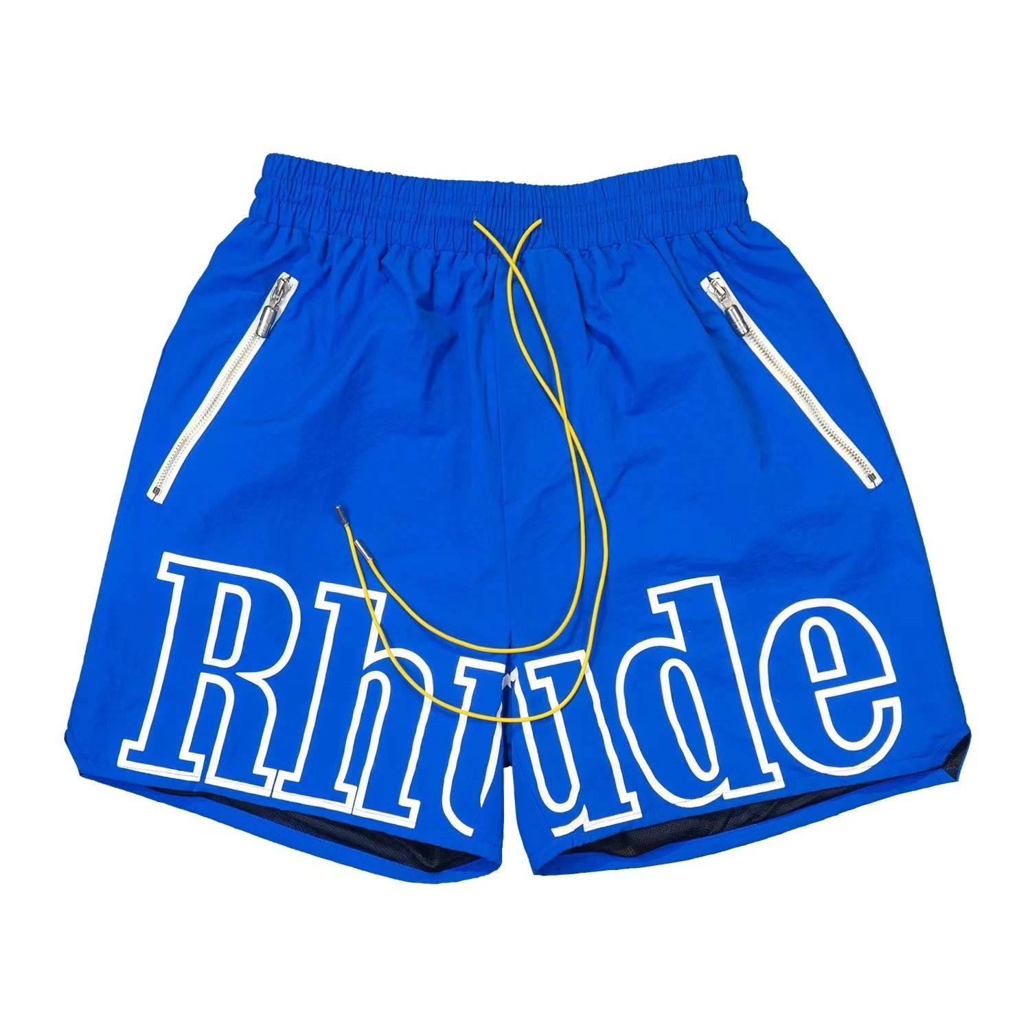 Rhude Sport Shorts Army Green with Yellow Logo - 20