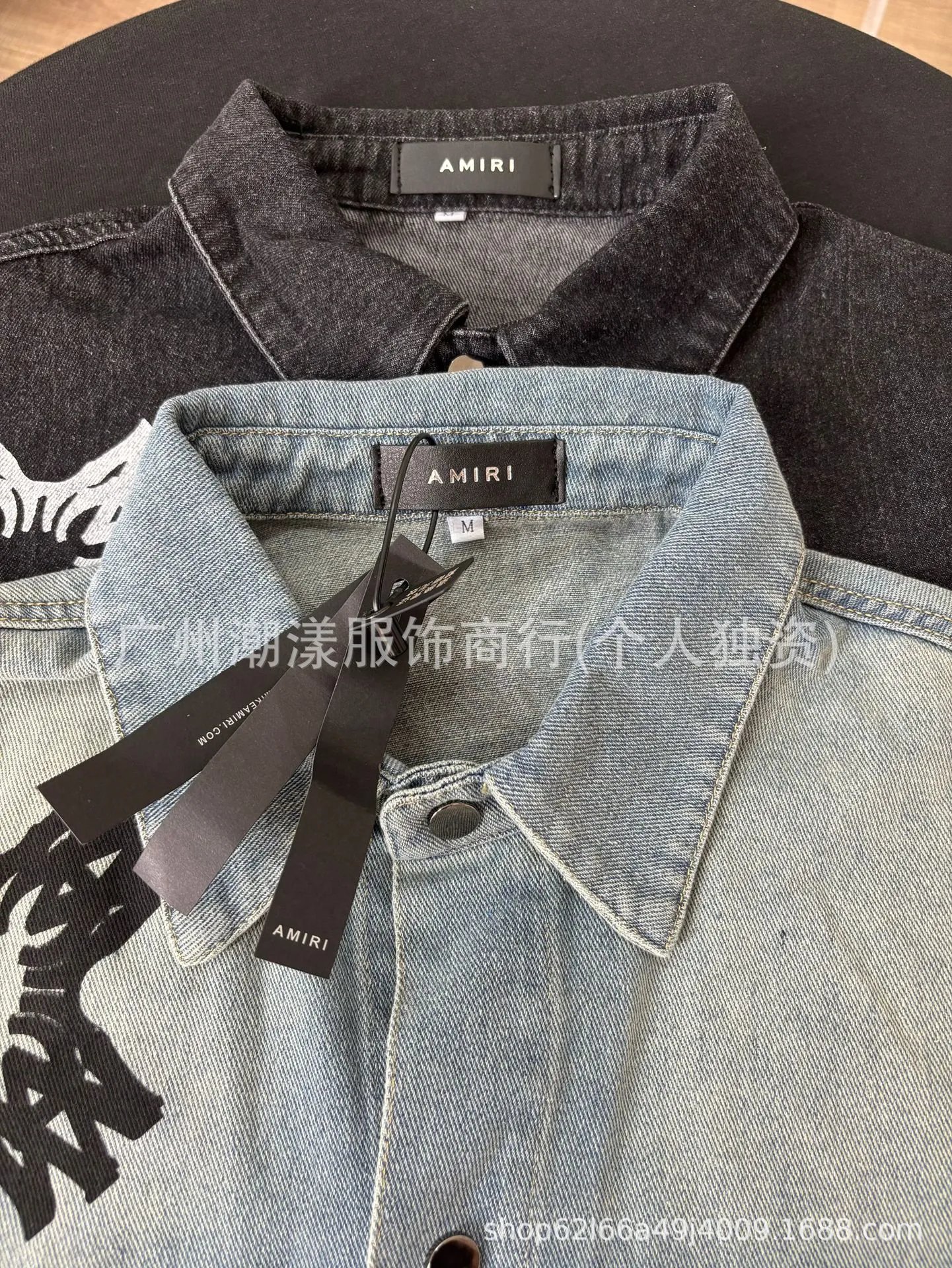 Design Denim Shirt with Abstract Star Print Light Blue Denim Jacket - 8