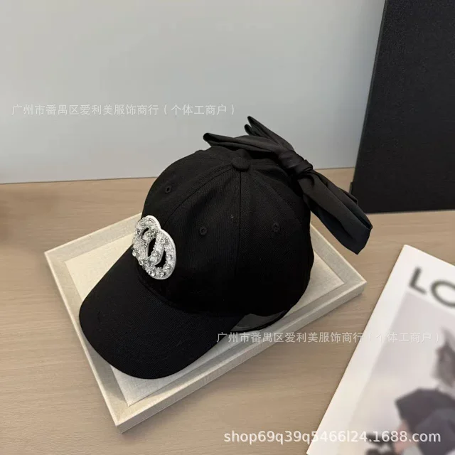 Chanel Hats Rhinestone Double-C Bow Baseball Cap product detail image 10