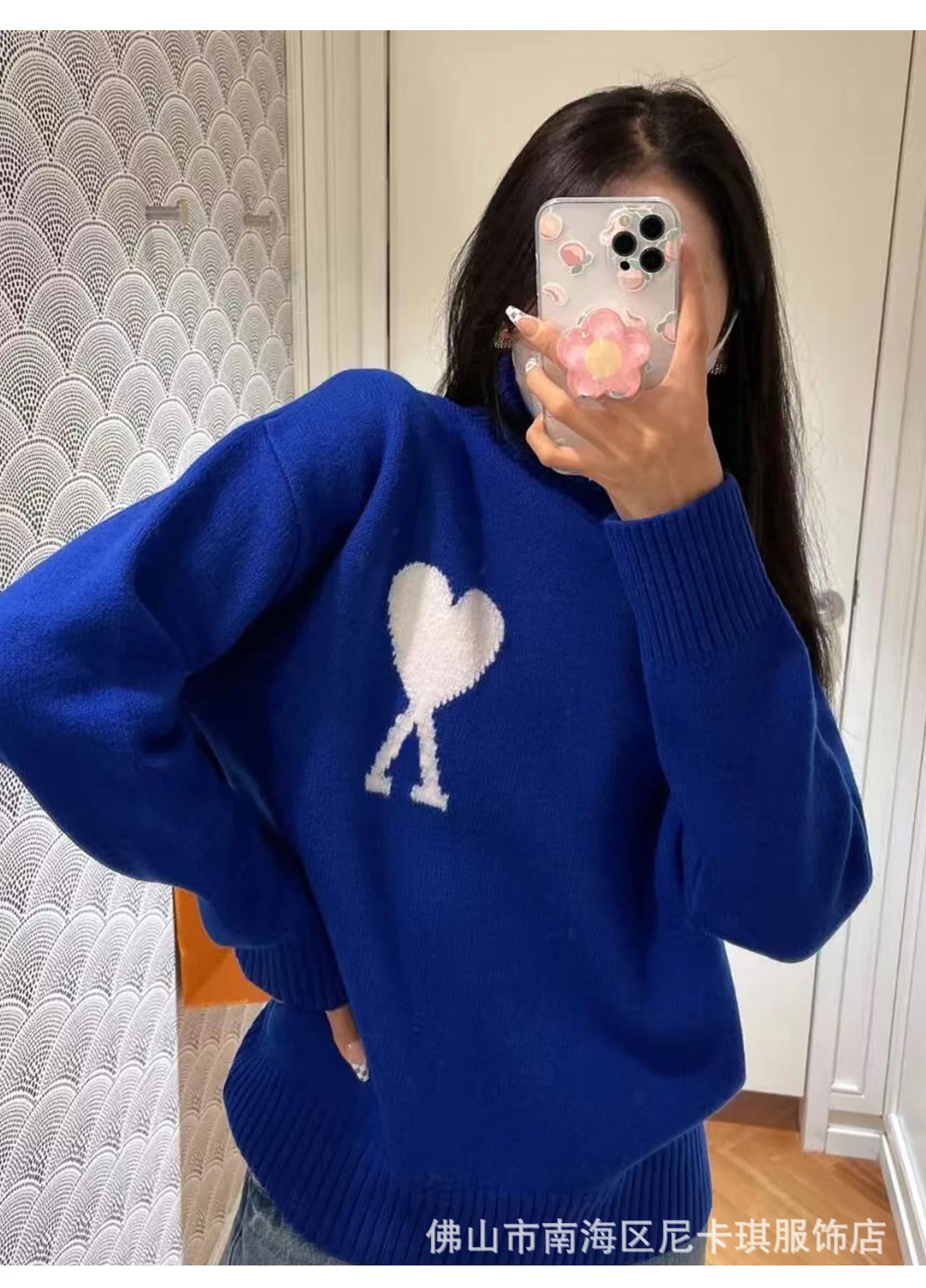 Ami Paris Heart Logo Turtleneck Sweater Forest Green - 17