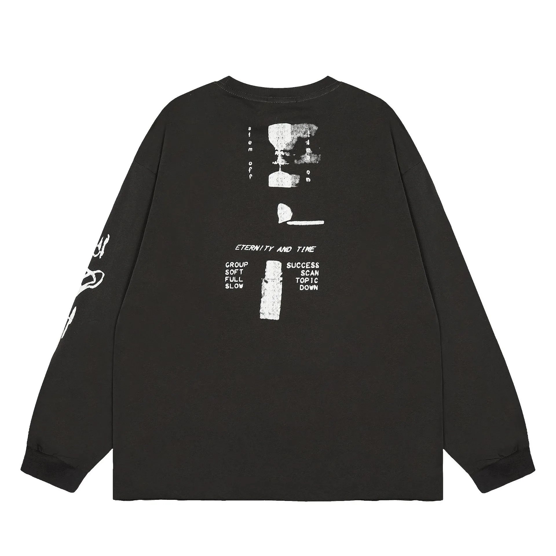 Design Long Sleeve Graphic Tee Black T-Shirts - 9