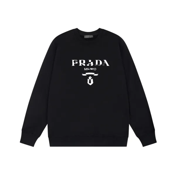 Prada Logo Graphic Black Hoodie - 1