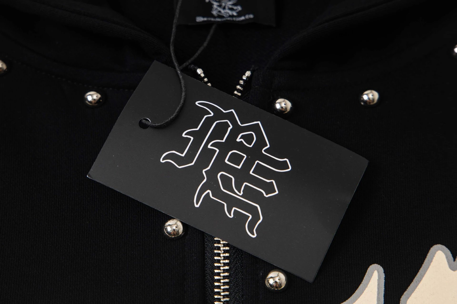 Design Emo tion Studded Zip-Up Hoodie Black Hoodie - 15
