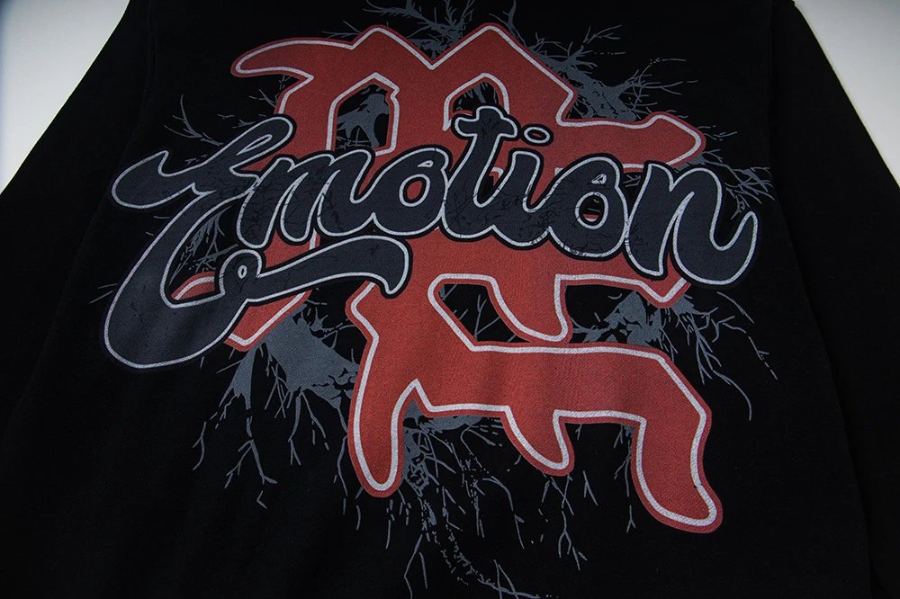Design Mixed Emotion Emotion Graphic Hoodie Black Hoodie - 23