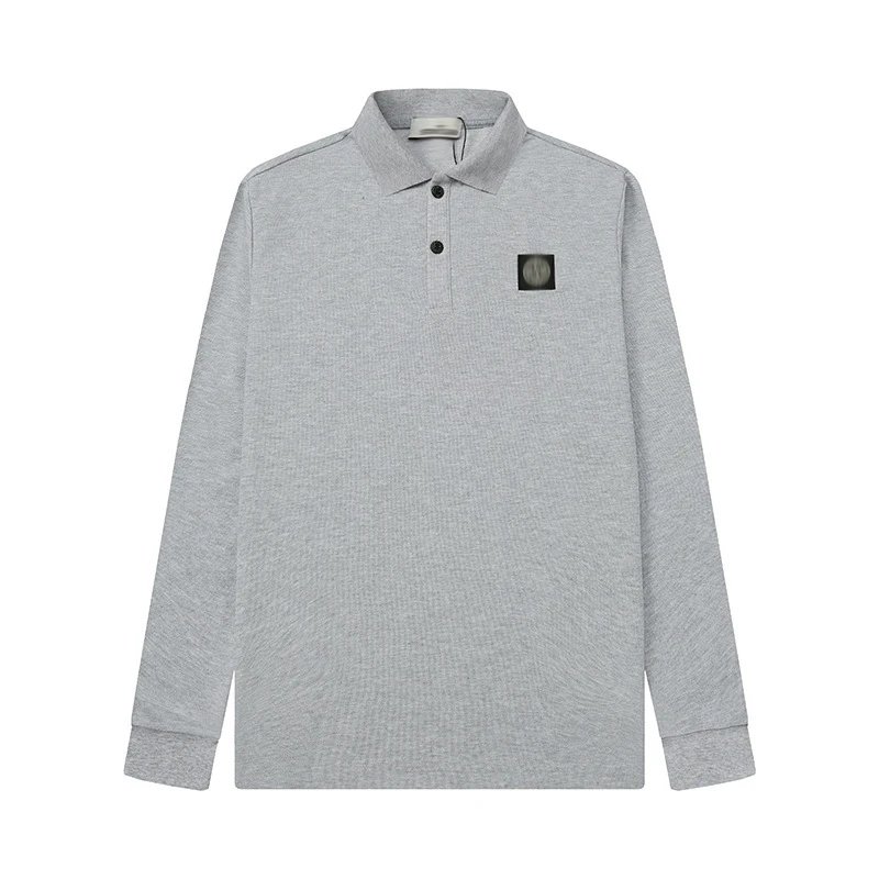 Design Long Sleeve Polo Navy Blue Tops Polo - 8