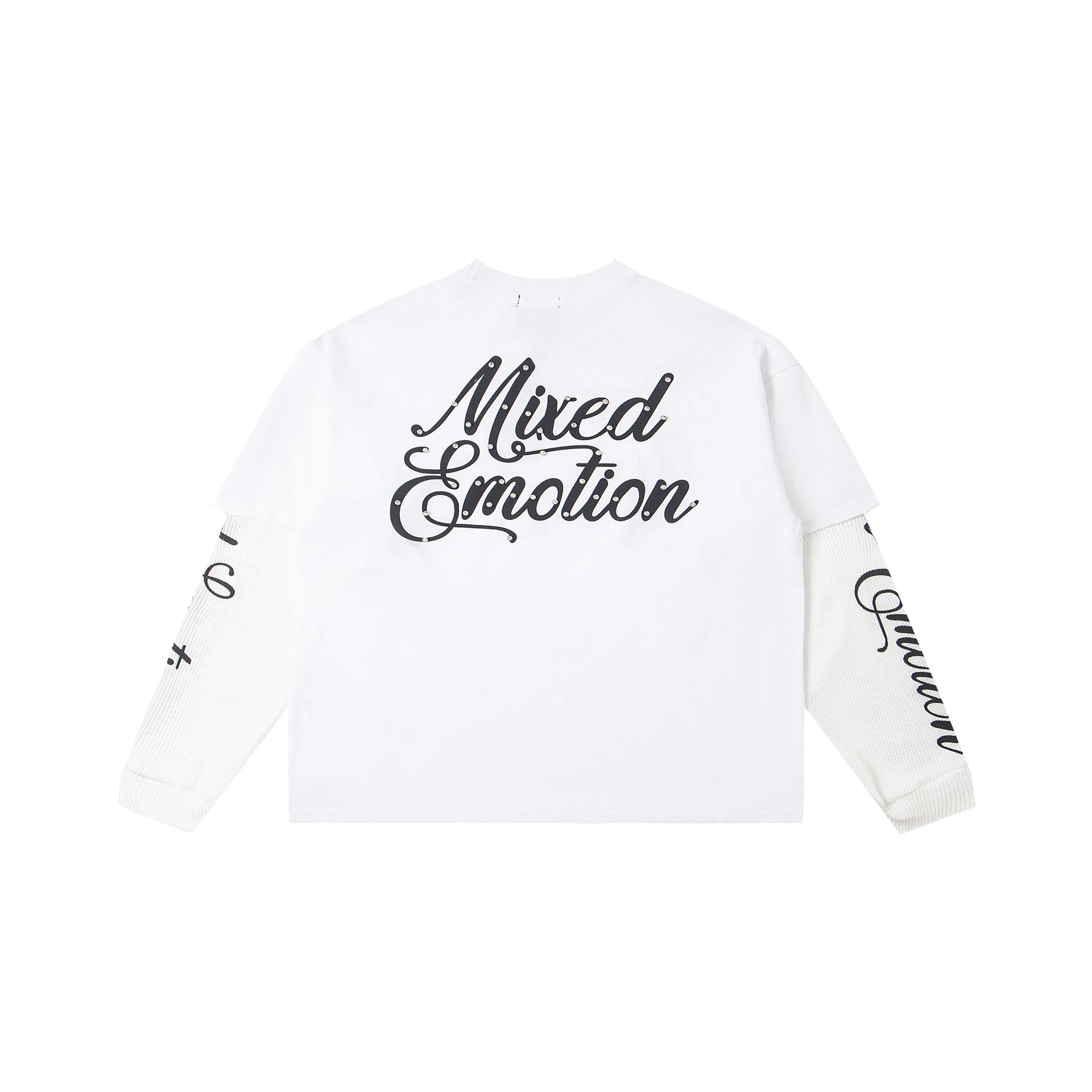 Design Mixed Emotion Cupid Graphic Cropped Long-Sleeve T-Shirt White T-Shirts - 22