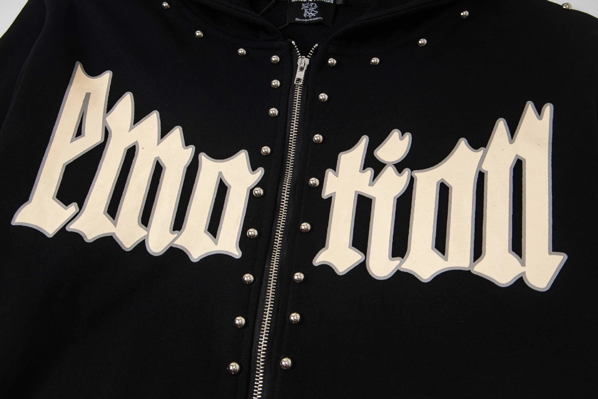 Design Emo tion Studded Zip-Up Hoodie Black Hoodie - 23