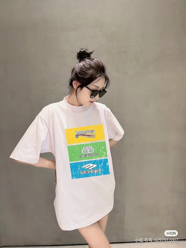 Balenciaga T-Shirts Logo Print Crew Neck product detail image 5