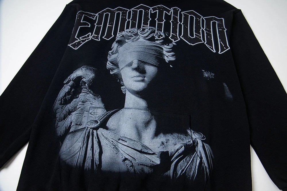 Design Mixed Emotion Emotion Graphic Hoodie Black Hoodie - 10