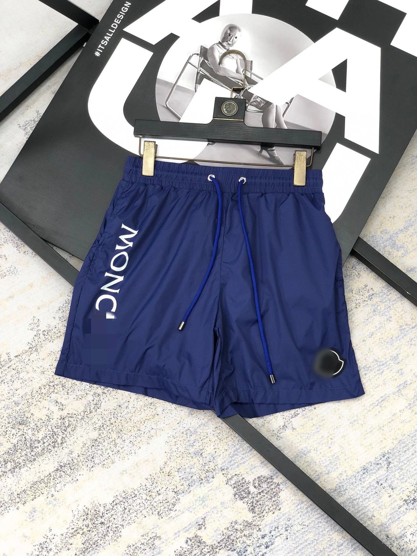 Moncler Shorts M241 drawstring logo — M241 Navy Blue
