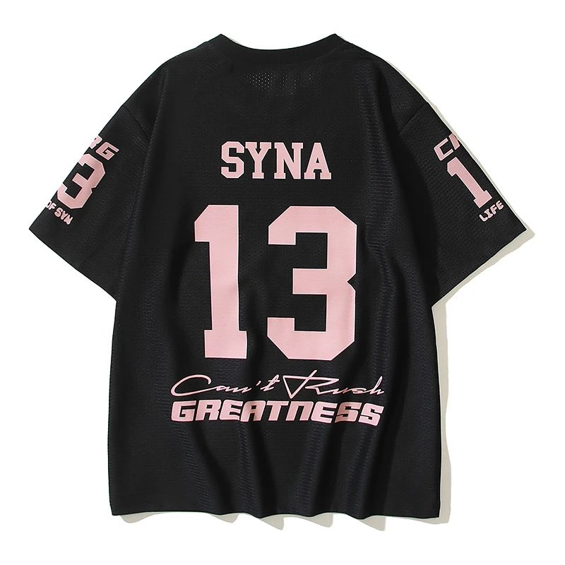 Design Slogan Mesh Jersey Black / White - 34