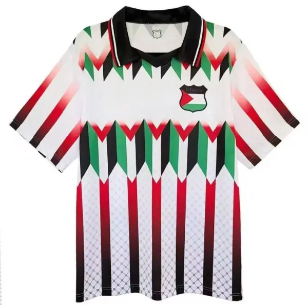 Design Palestine National Football Team Retro Jersey White Red Green Black Polo Polo Shirt - 1