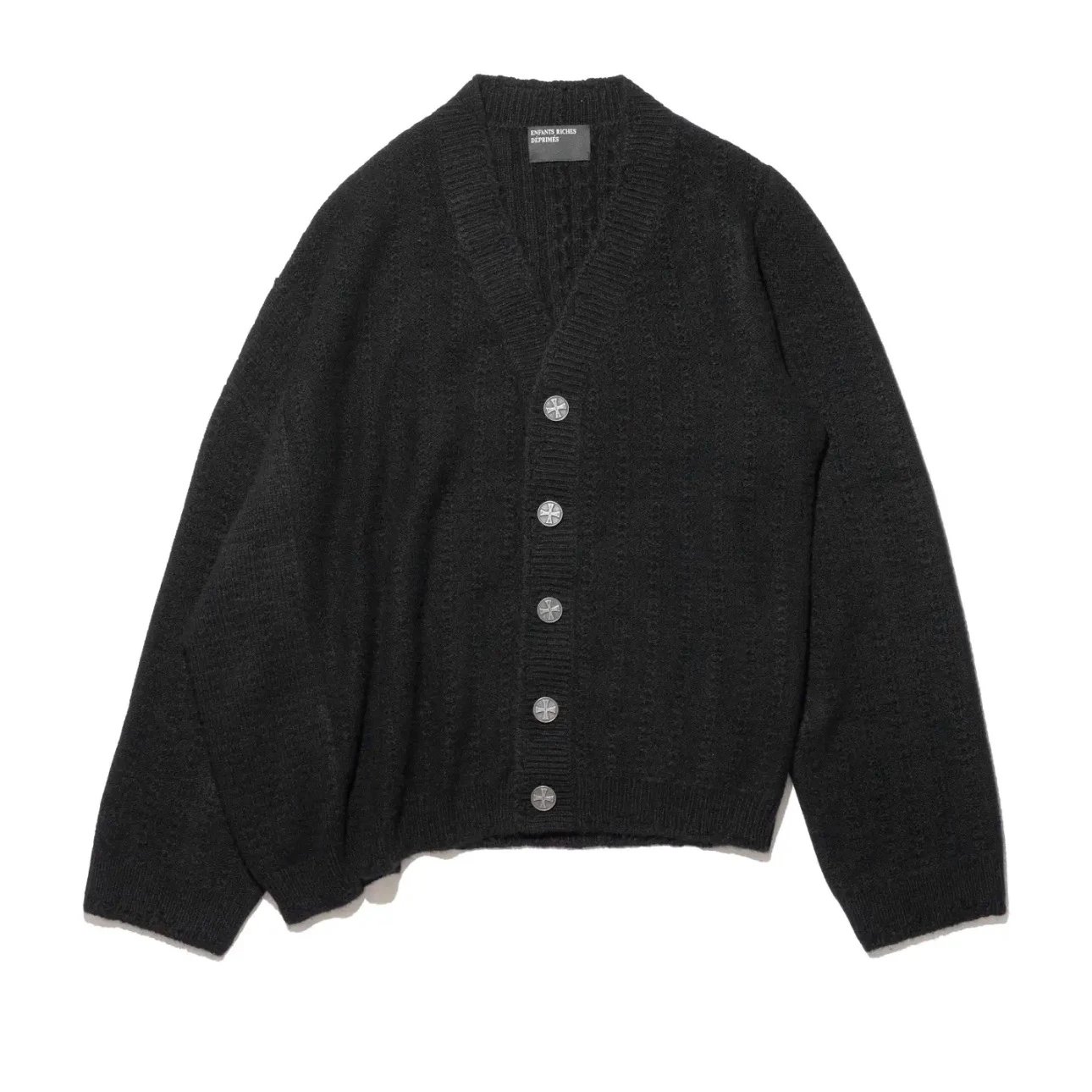 Design Abstract Motif Knit Sweater Black Red - 3