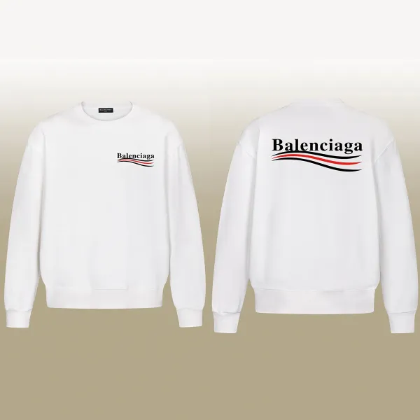Balenciaga Logo Wave Sweatshirt White Hoodie - 1
