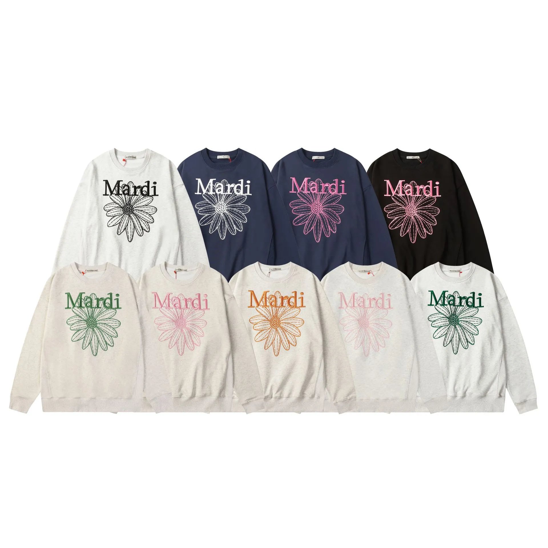 Mardi Mercredi Daisy Embroidered Sweatshirt Gray Hoodie - 4