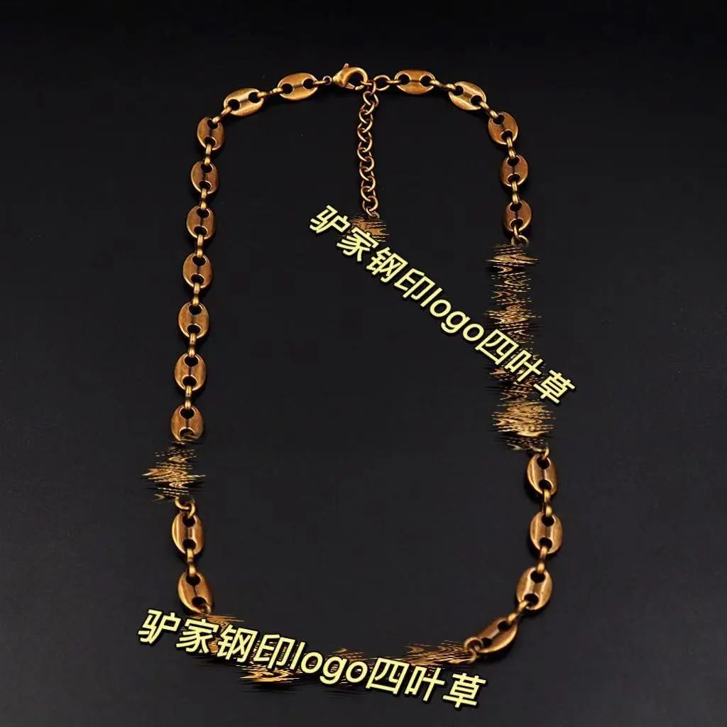Design Four-Leaf Clover Logo Chain Necklace and Bracelet Set Bronze Jewelry - 13