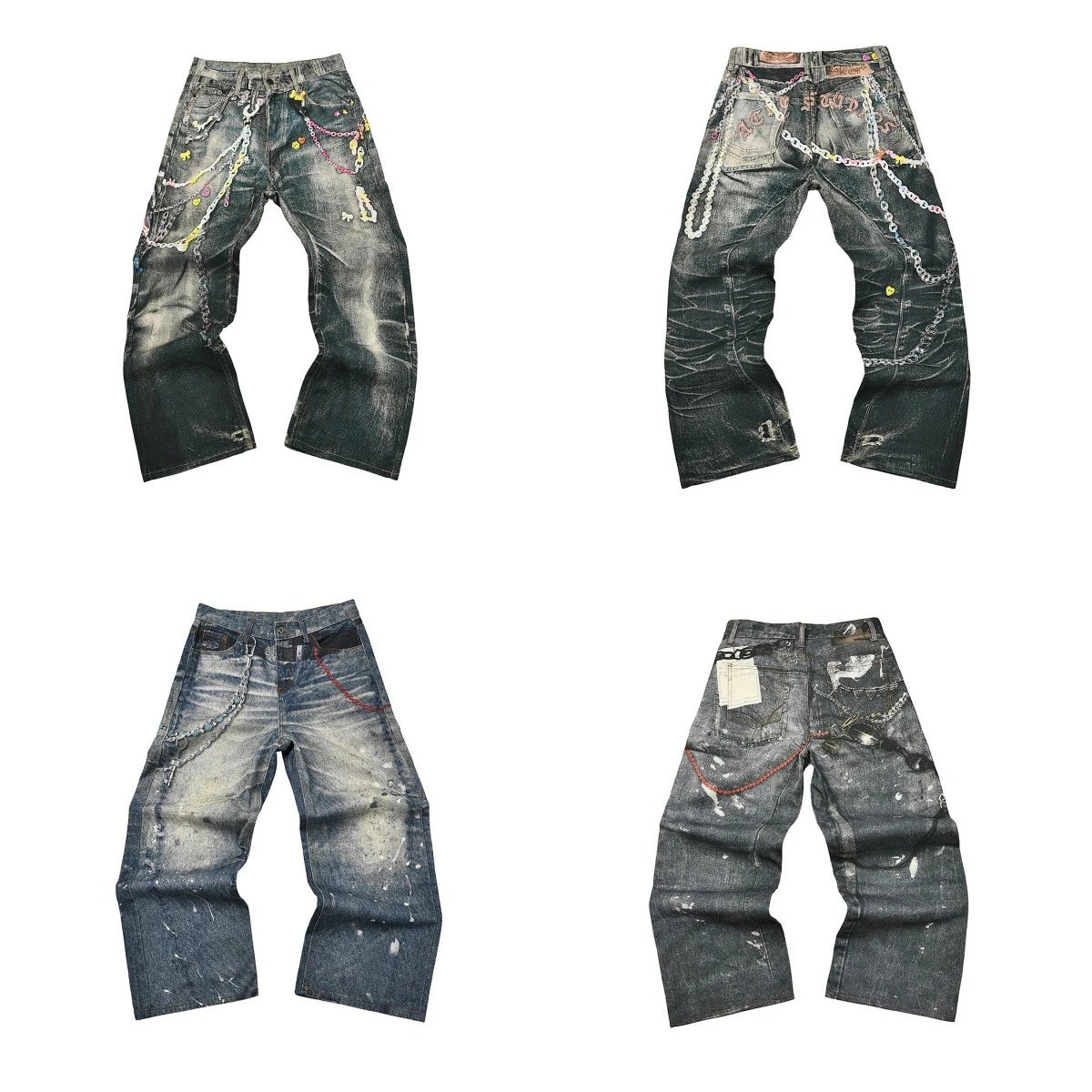 Acne Studios Distressed Print Jeans Gray - 3