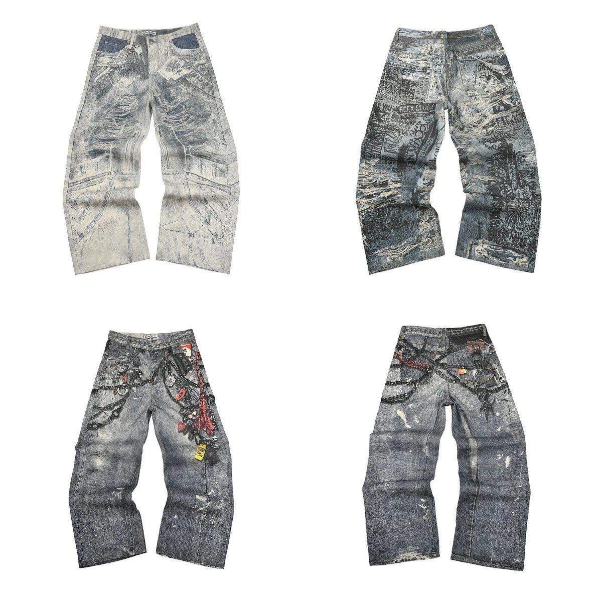 Acne Studios Distressed Print Jeans Gray - 6