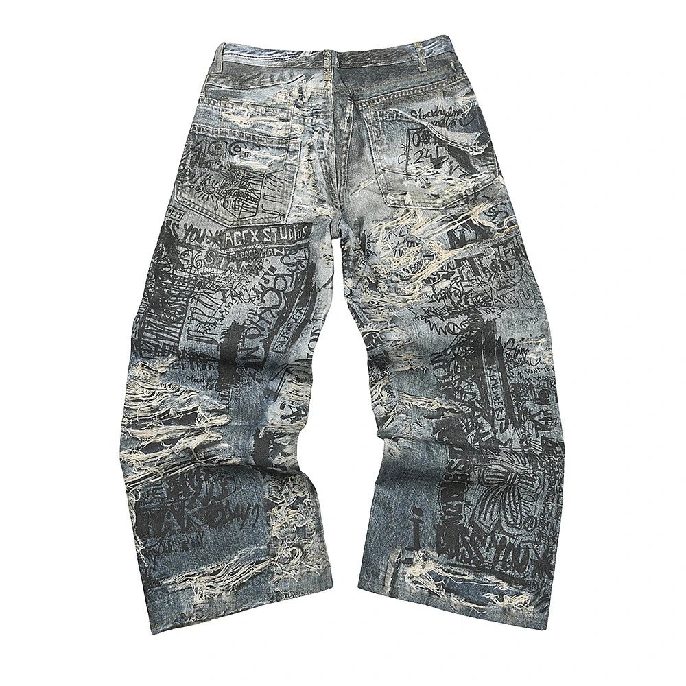 Acne Studios Distressed Print Jeans Gray - 16